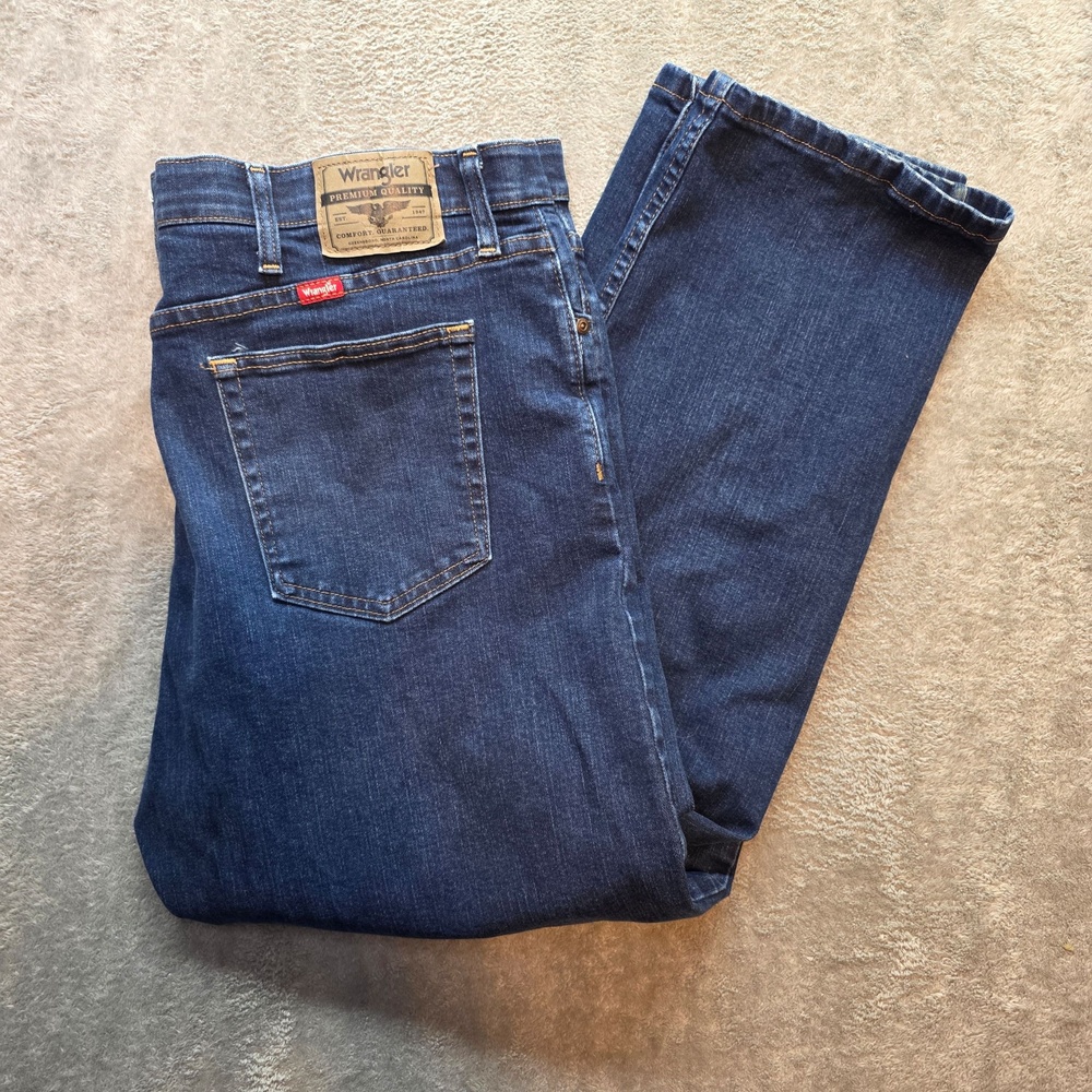 Wrangler Performance Series Jeans Mens 40x29 Blue Dark Wash Relaxed Straight Leg